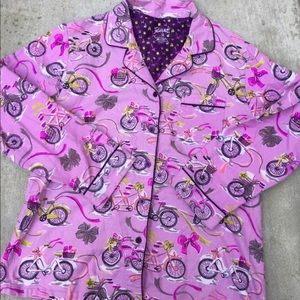 Nick nora pajama top  pink bicycle